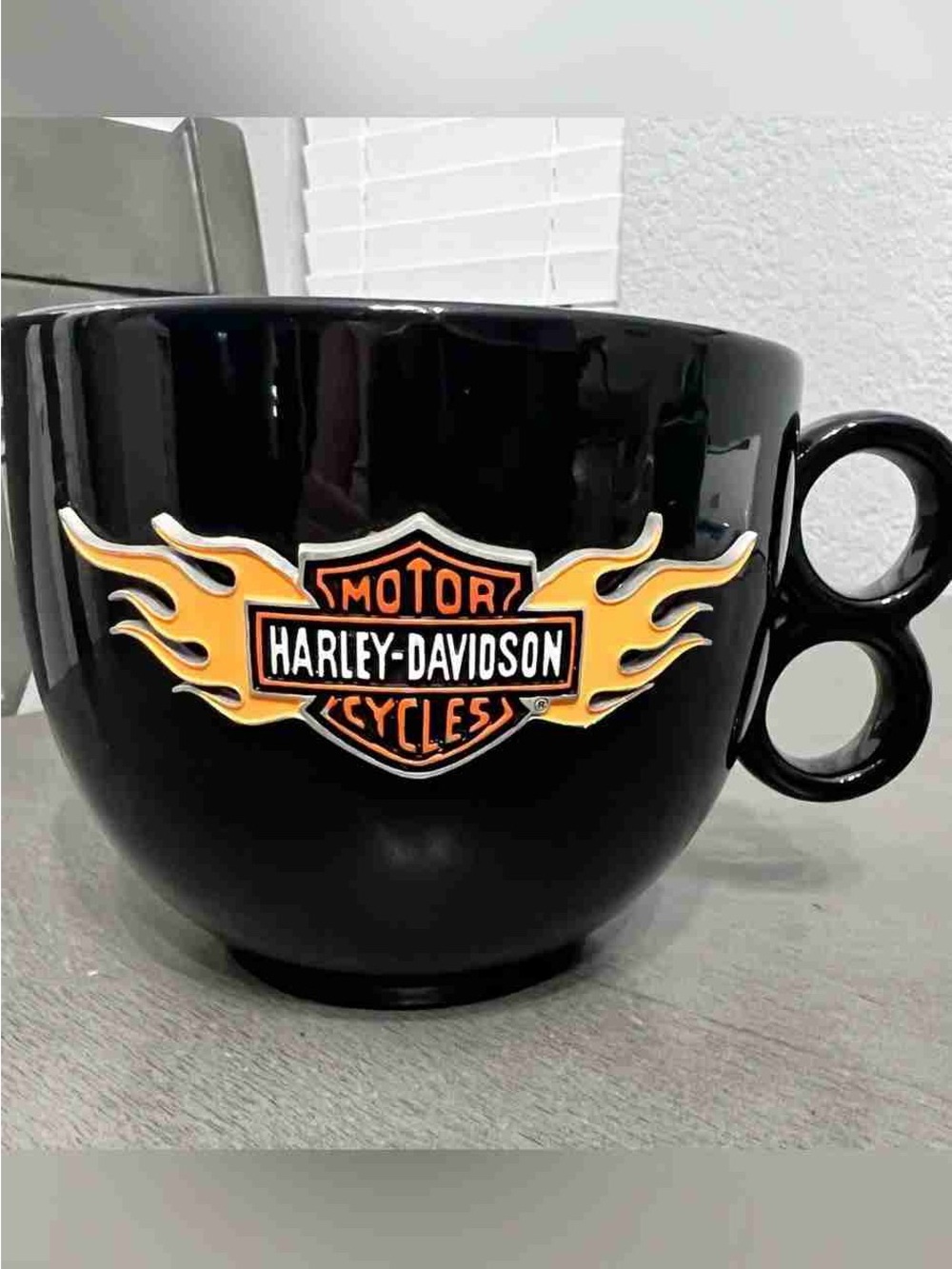 Harley-Davidson Black Mug with Orange Flame Logo